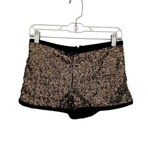 Sparkling‎ Gold Sequin Shorts Black Trim Mango Casual Women's Size 2 Party Night